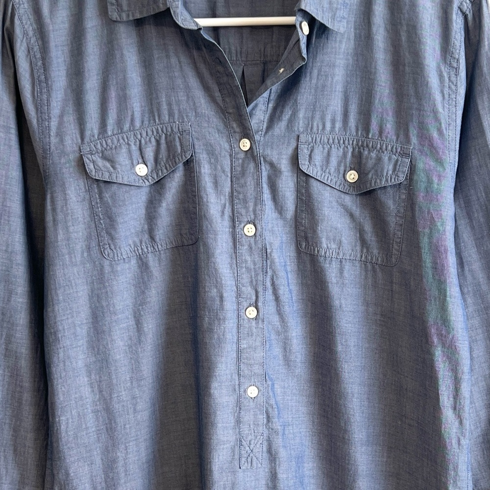 J.Crew Chambray Long Sleeve Popover Shirt - Picture 2 of 3